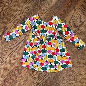 Hanna Andersson Multicolor Pumpkin Kids Skater Dress with Pockets, size 4T